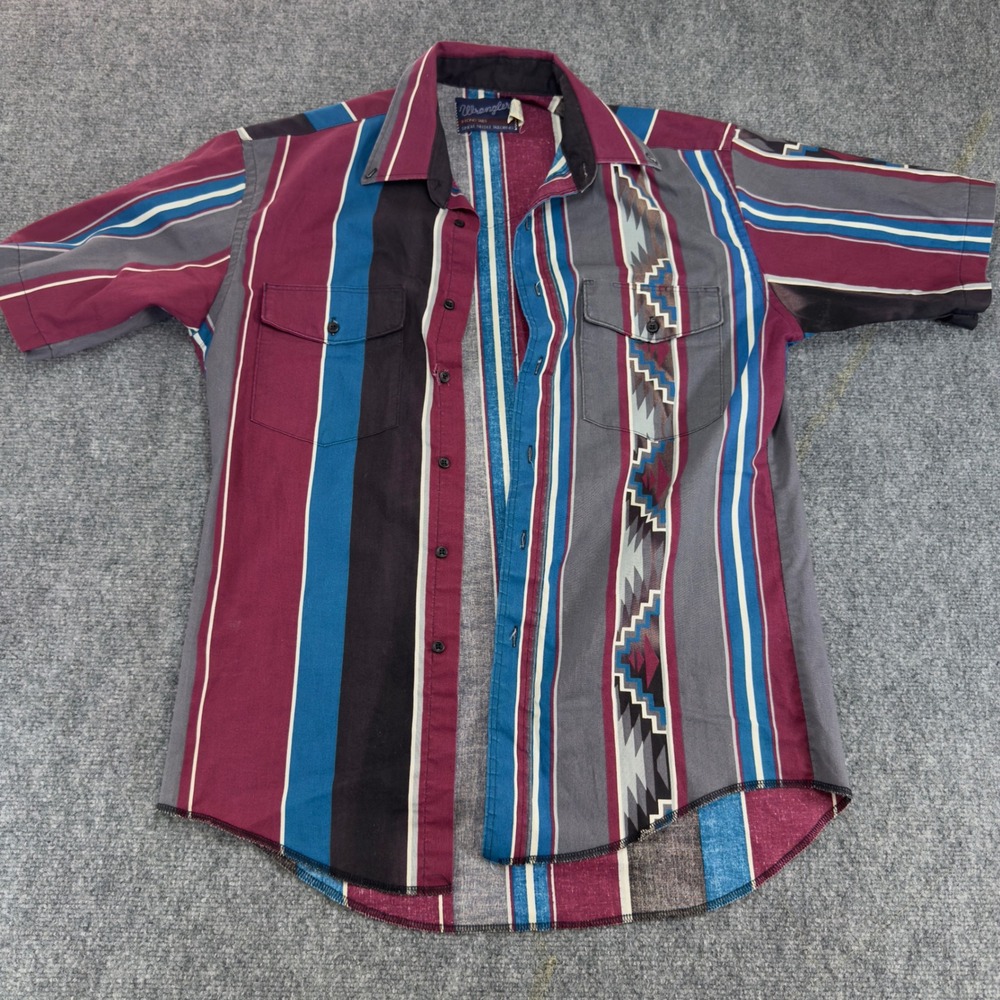 Wrangler Vintage Southwestern Striped Short Sleeve Shirt Multicolor Size M - Picture 2 of 12